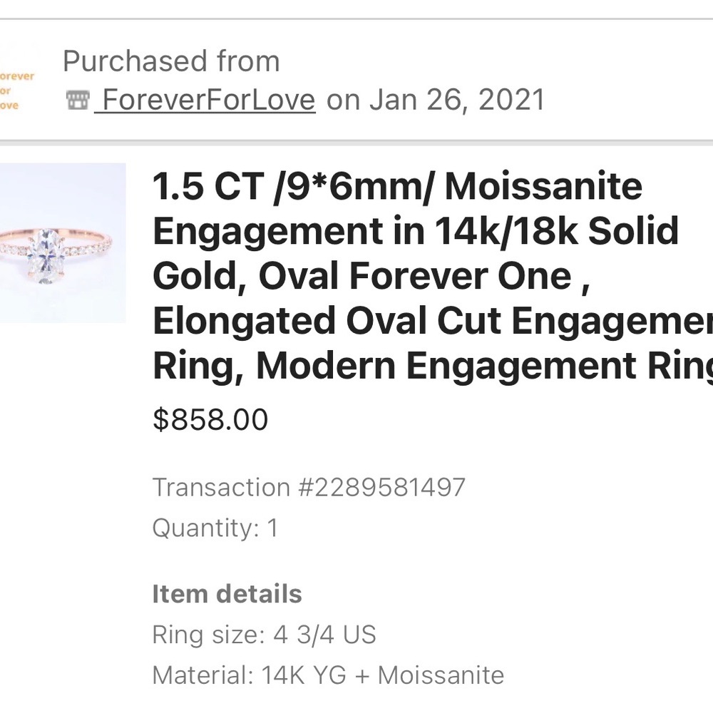 Beautiful Moissanite Engagement ring - Picture 7 of 8
